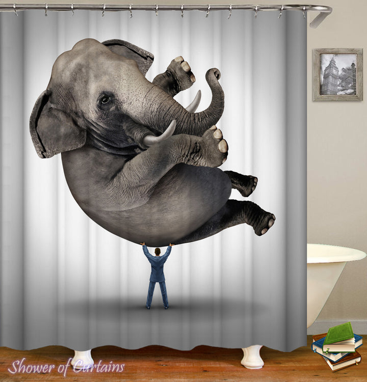 Lift An Elephant Shower Curtain - Funny Shower Curtains