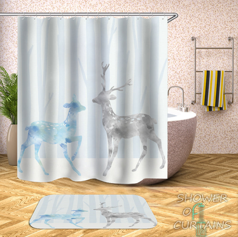 Light Colors Deer Painting Shower Curtain - Kids' And Art