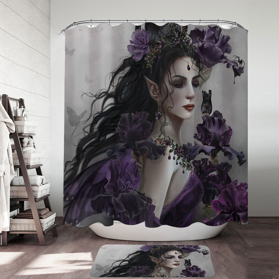 Liriel Portrait Beautiful Purple Elf Woman Shower Curtain