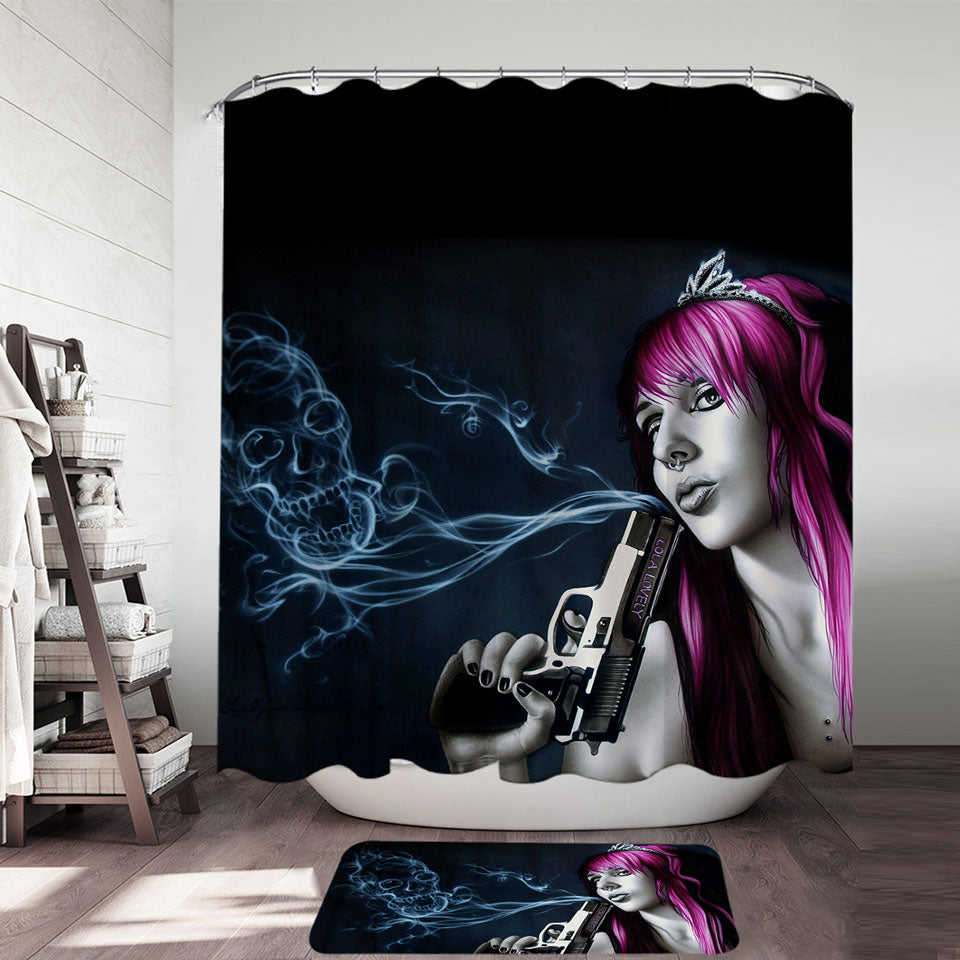 Lola Lovely Cool and Sexy Assassin Girl Shower Curtain