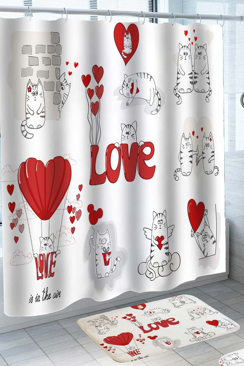Love is in the Air Cute Cats Shower Curtain