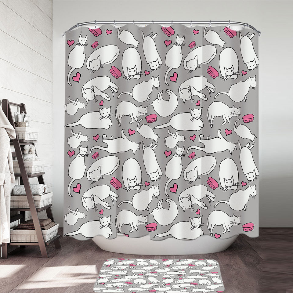 Lovely Cats Shower Curtains Drawings