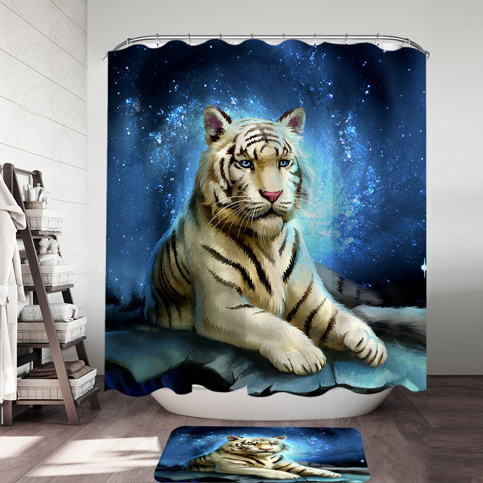 Lovely White Tiger Shower Curtain