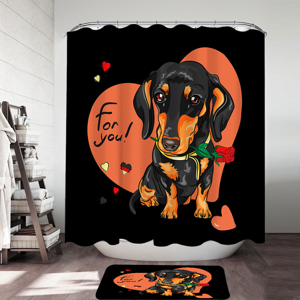 Loving Dachshund Dog Shower Curtain