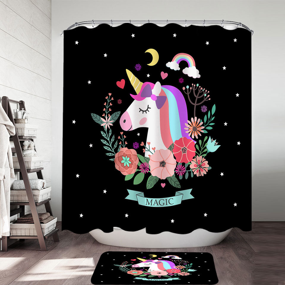 Magic Unicorn Children Shower Curtains