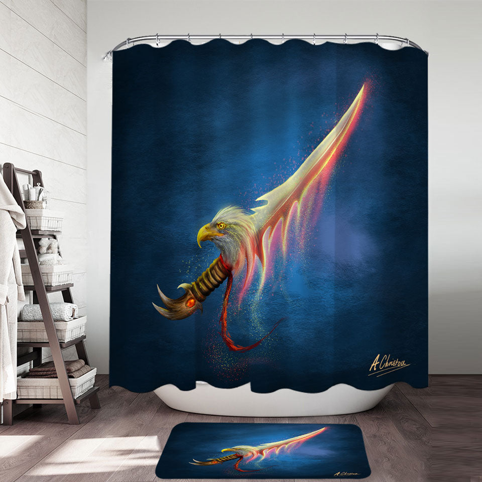 Magical Fantasy Eagle Sword Cool Shower Curtains