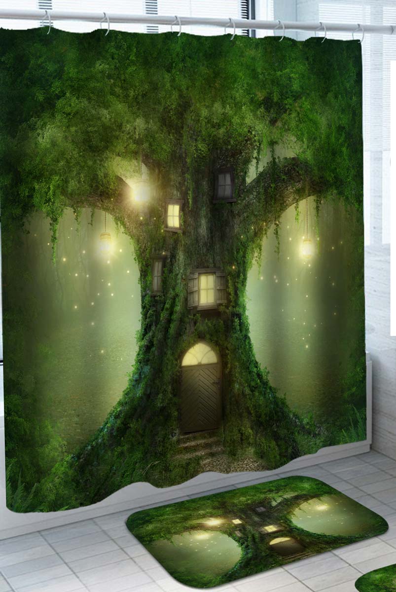 Magical Shower Curtain with Forest Tree House