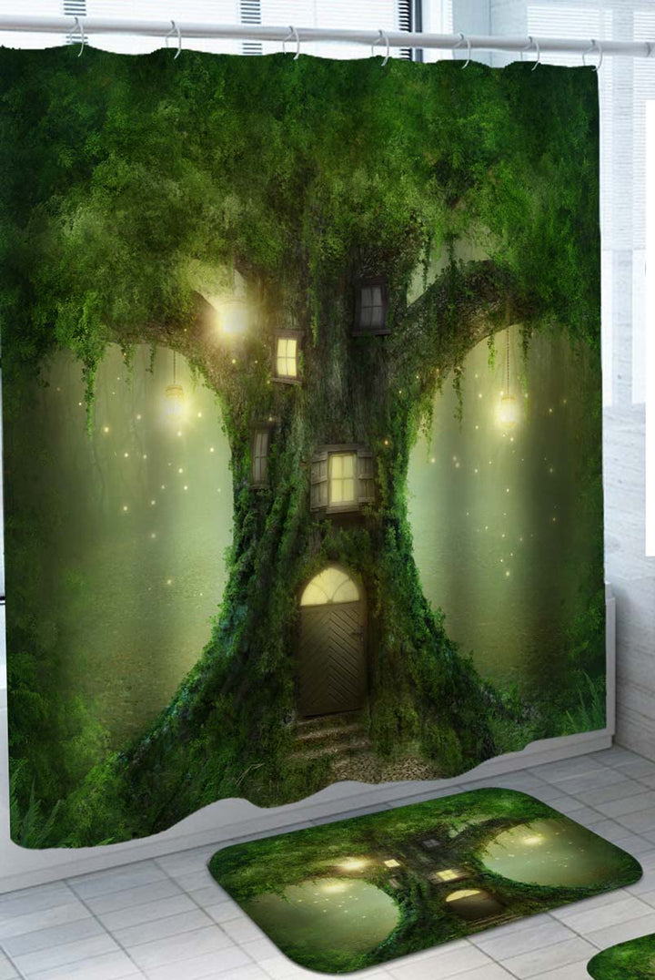 Magical Shower Curtain with Forest Tree House