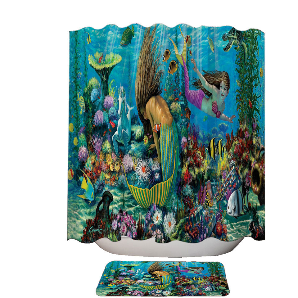 Magical Underwater Corals in the Mermaids Shower Curtain