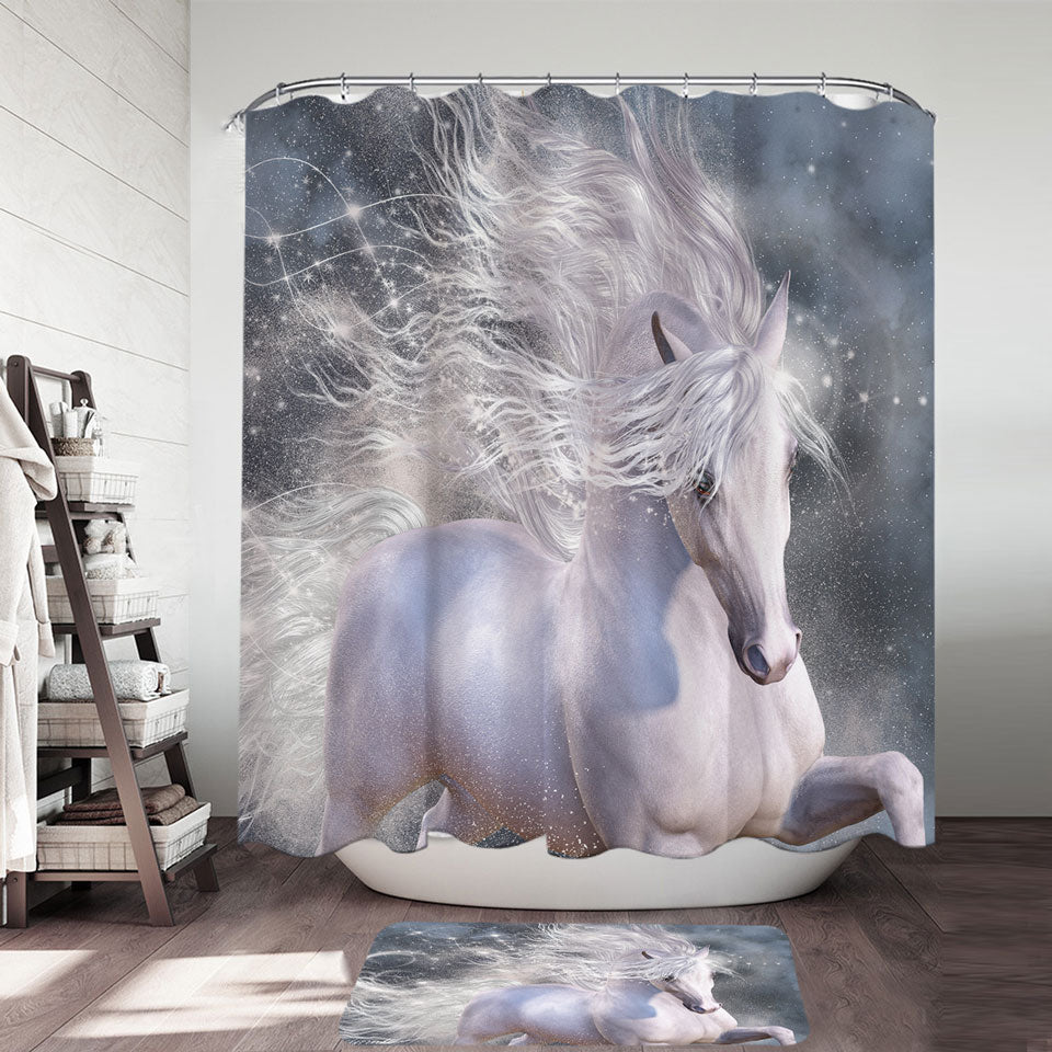 Magical Wild White Horse Shower Curtain