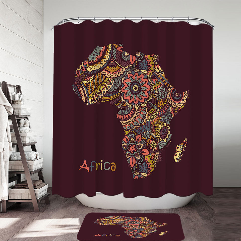 Mandala Africa Map Shower Curtain