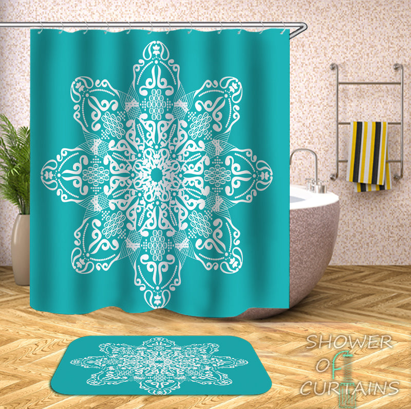 Mandala With Turquoise Shower Curtain