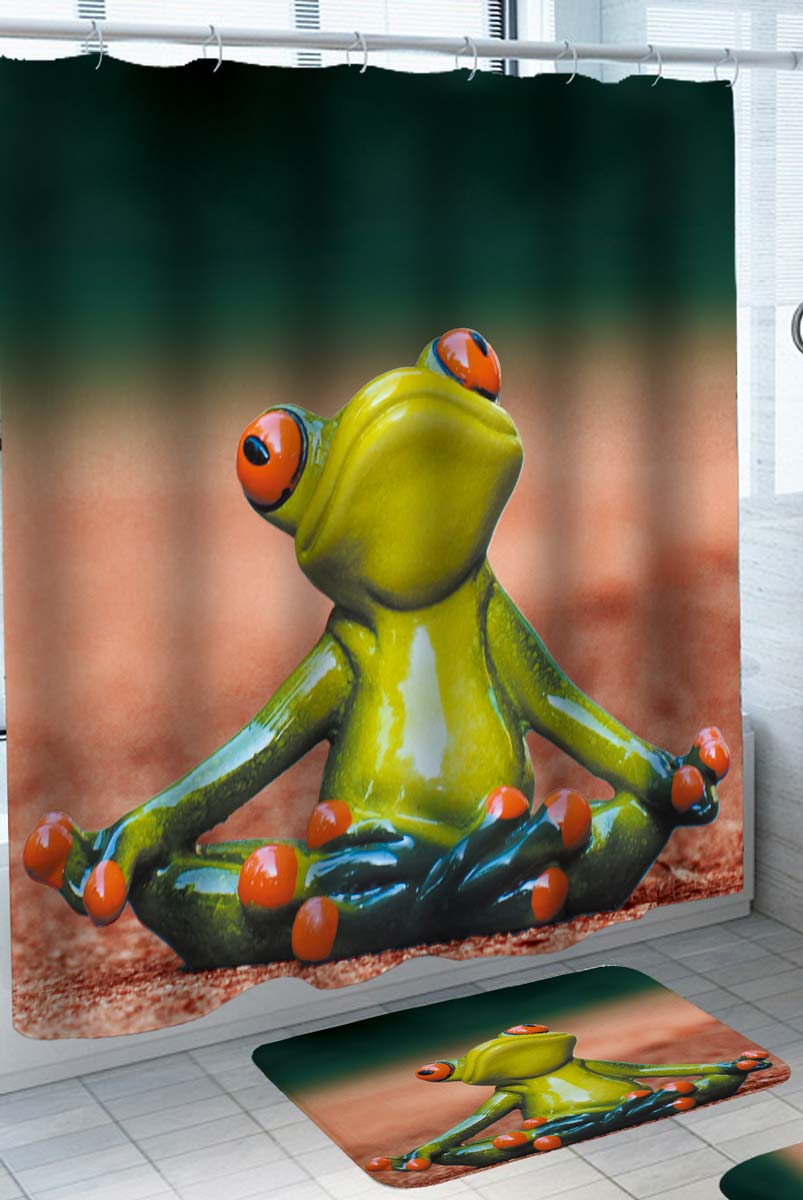 Meditation Frog Shower Curtains
