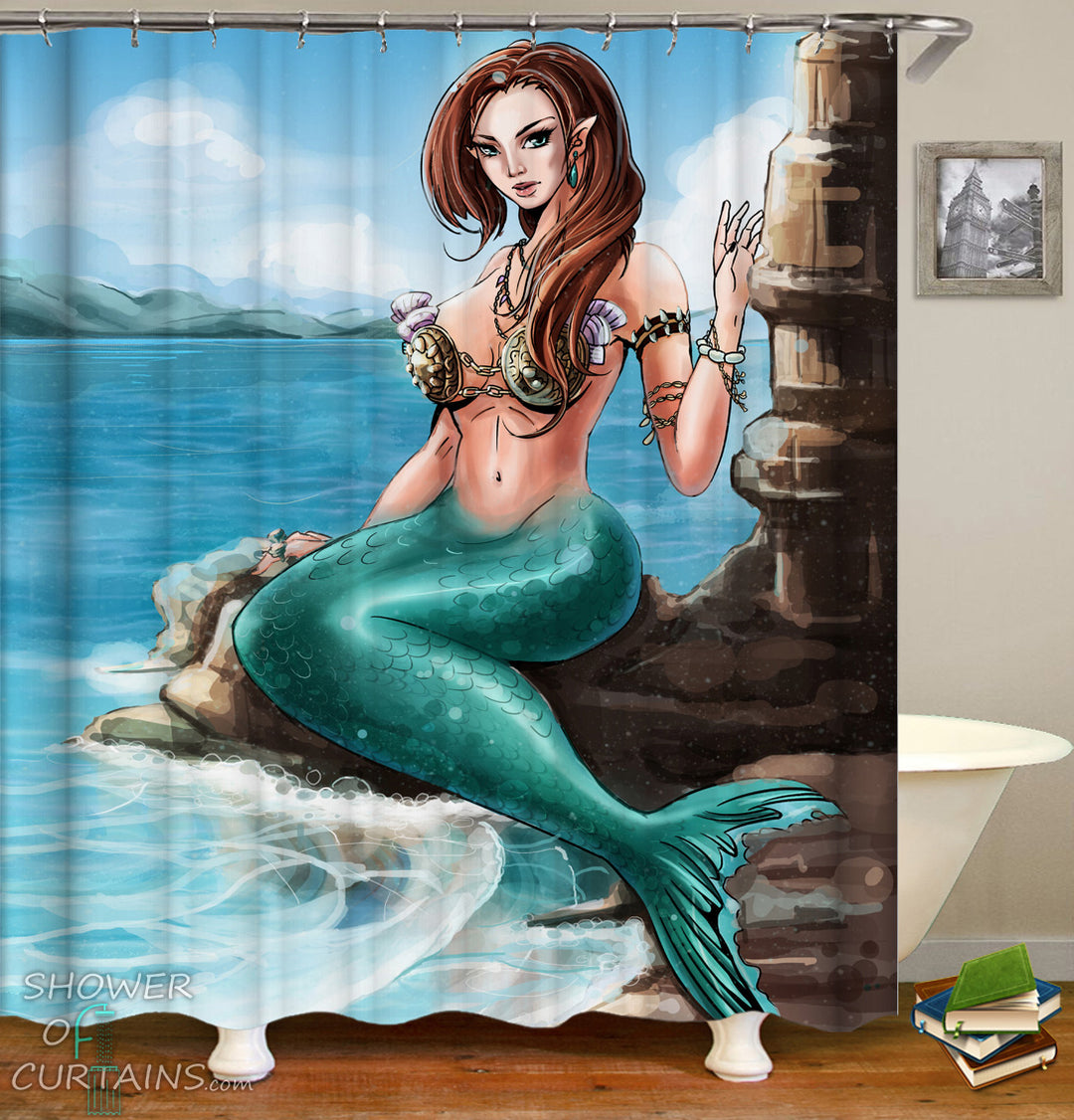 Mermaid Shower Curtain of Gorgeous Mermaid Character