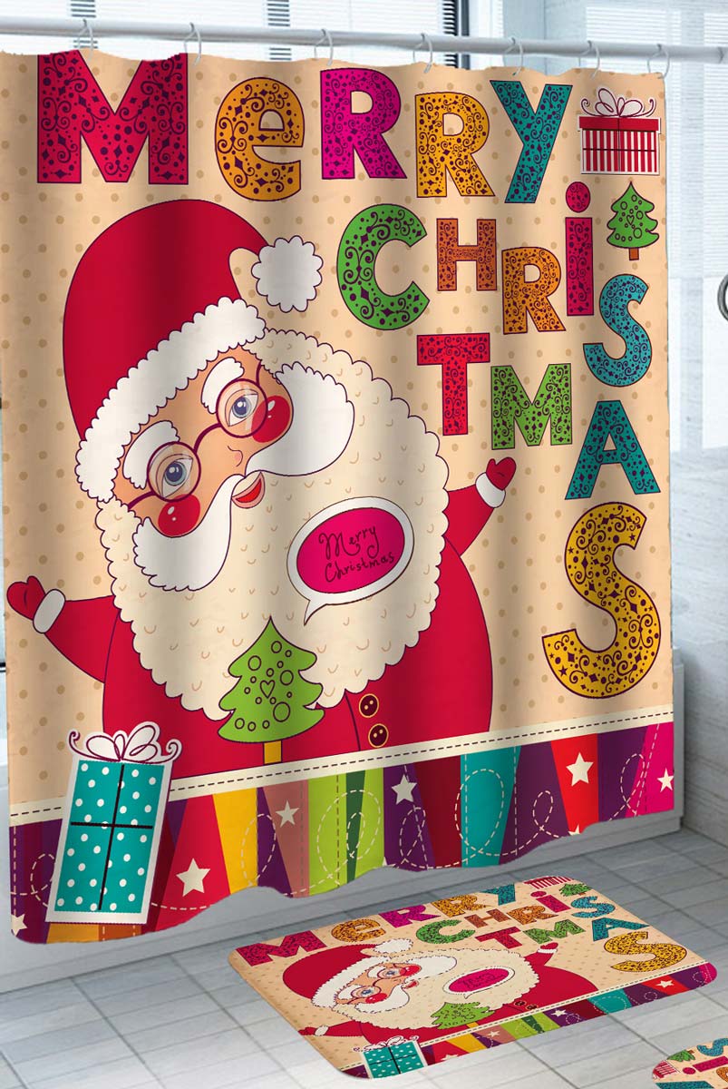 Merry Christmas from Santa Claus Shower Curtains