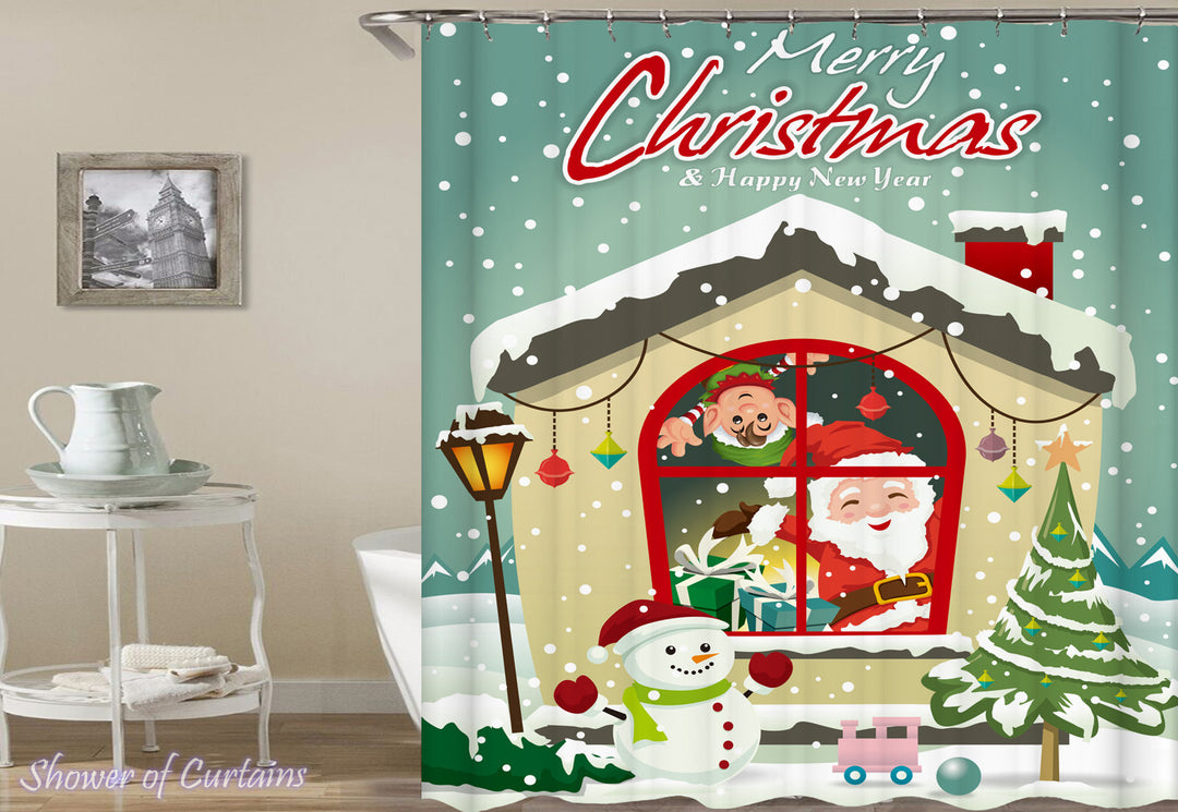 Merry Christmas Shower Curtain of Christmas House