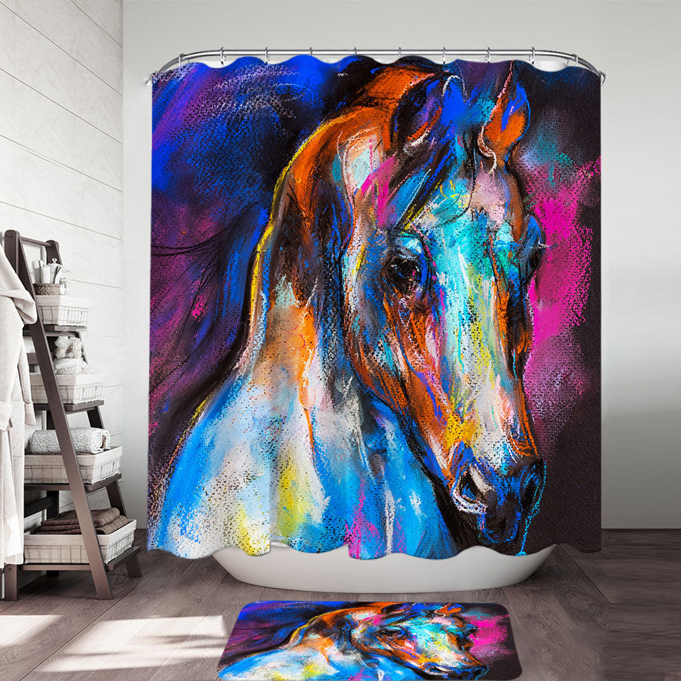 Modern Shower Curtains Artistic Horse Painting