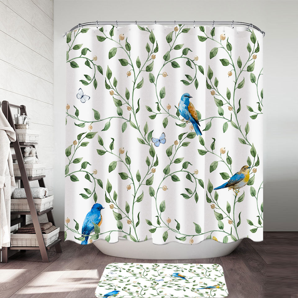 Modern Shower Curtains Beautiful Birds and Butterflies