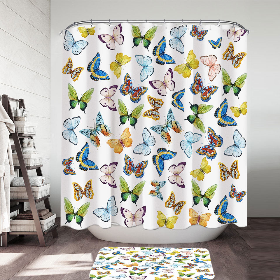 Modern Shower Curtains Multi Pattern and Colors Butterflies