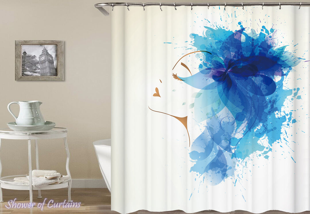 Modern shower curtains - Paint Splash Modern Lady