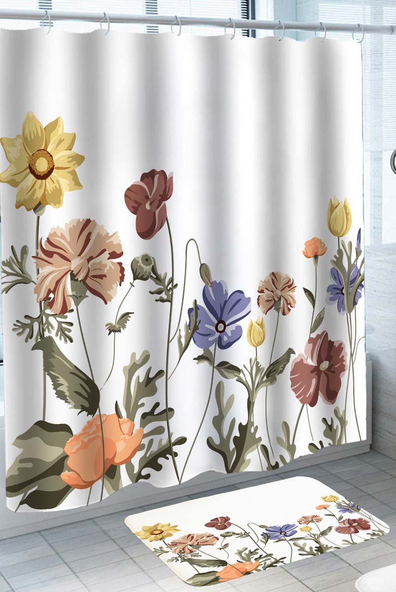 Modest Multi Colored Flower Garden Shower Curtains