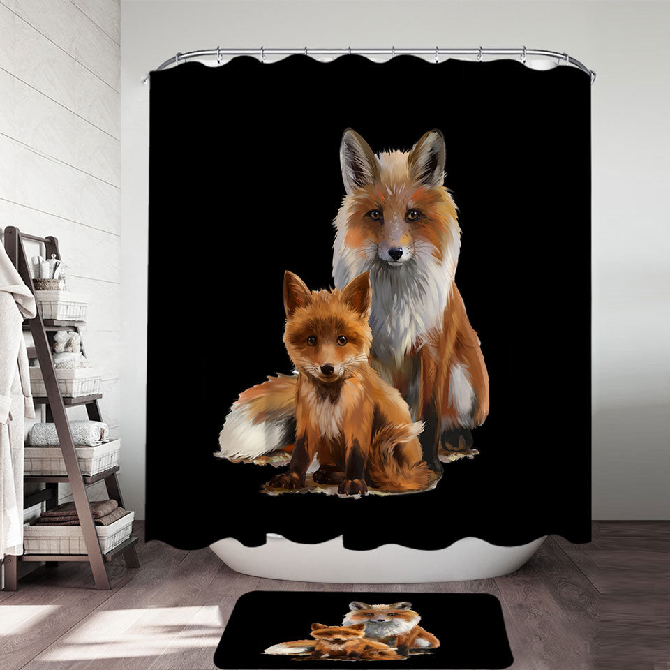 Mom and Cub Fox Shower Curtain