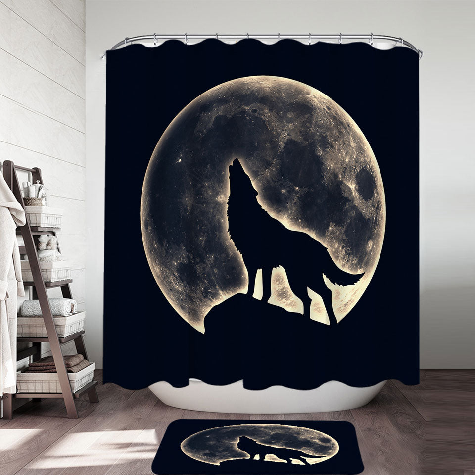Moon Light Wolf Shower Curtain