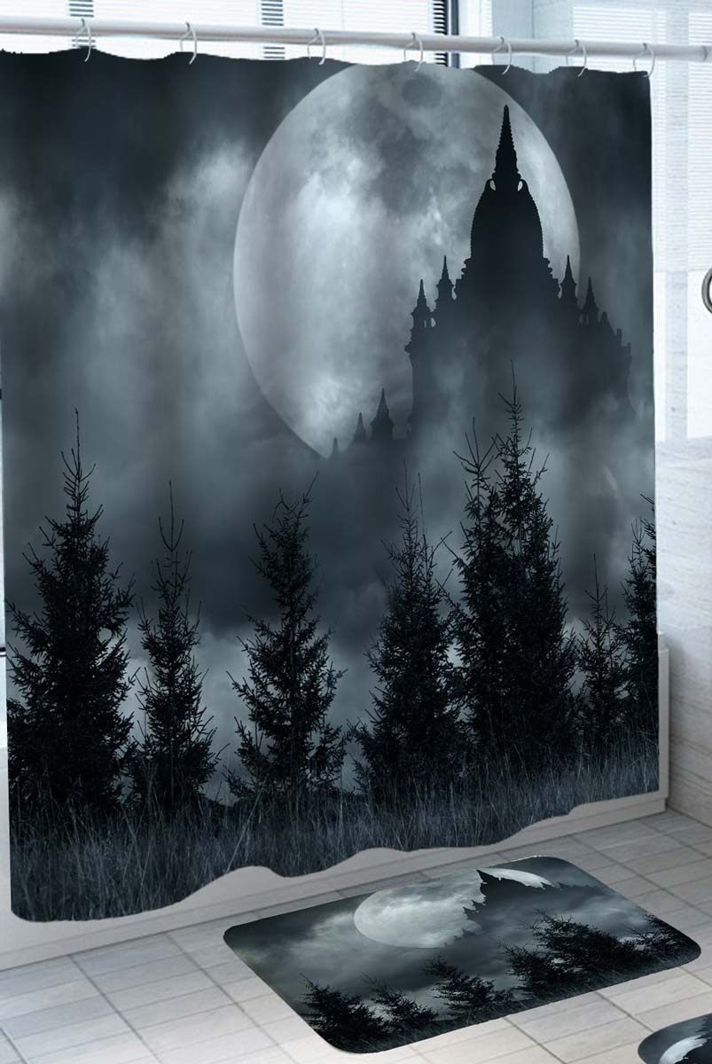 Moonlight Forest Castle Shower Curtain