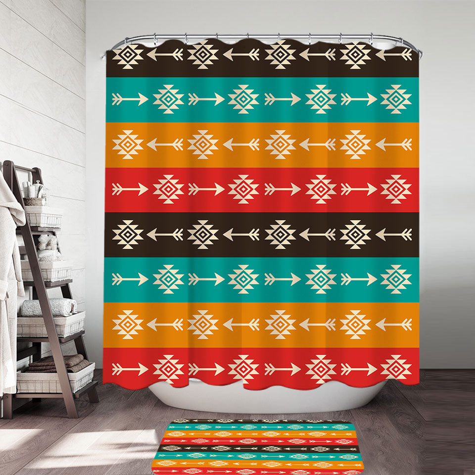 Multi Colored Aztec Shower Curtains