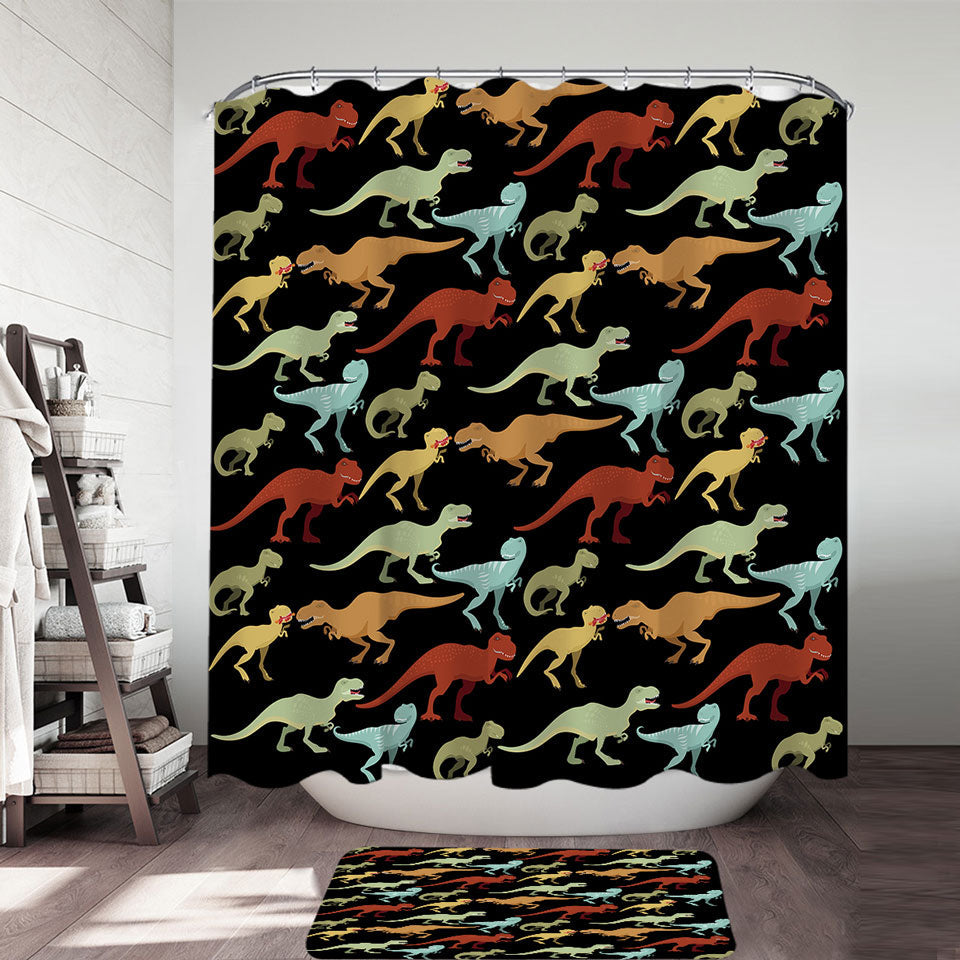 Multi Colored Dinosaurs Shower Curtains T rex