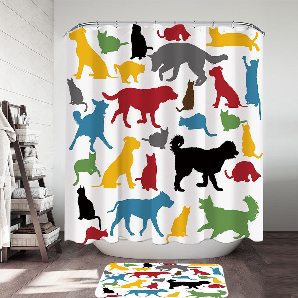 Multi Colored Dogs Trendy Shower Curtains