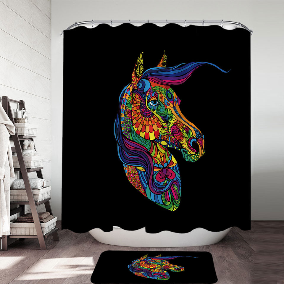 Multi Colored Horse Shower Curtain
