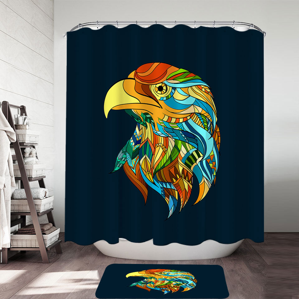 Multi Colored Native Design Eagle Shower Curtain