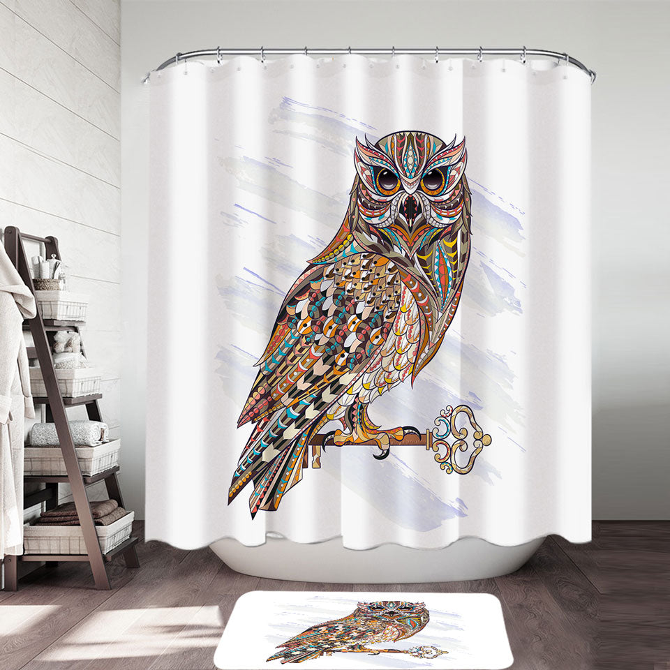 Multi Colored Owl Shower Curtain