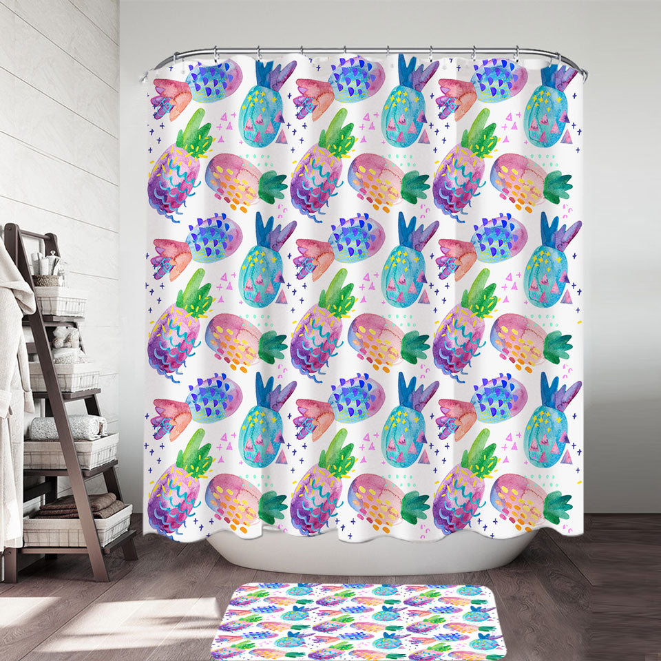 Multi Colored Shower Curtains Painted Pineapples