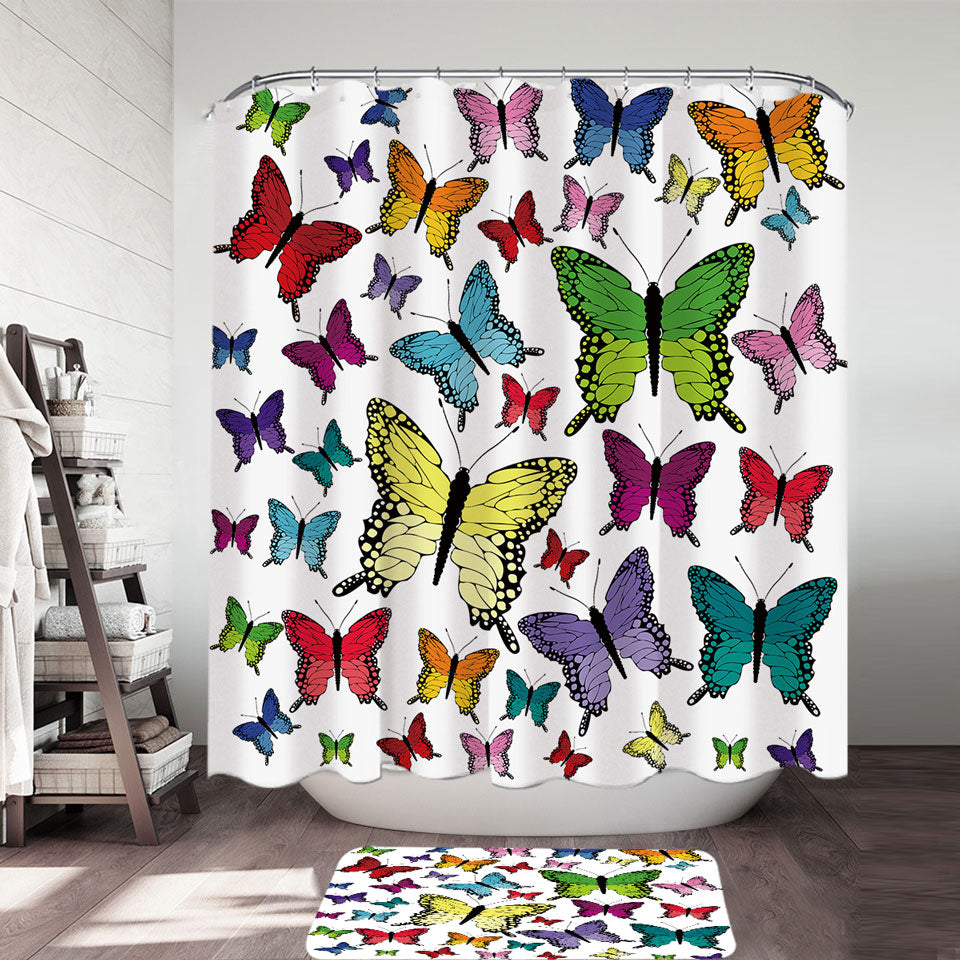 Multi Colored Shower Curtains with Butterflies