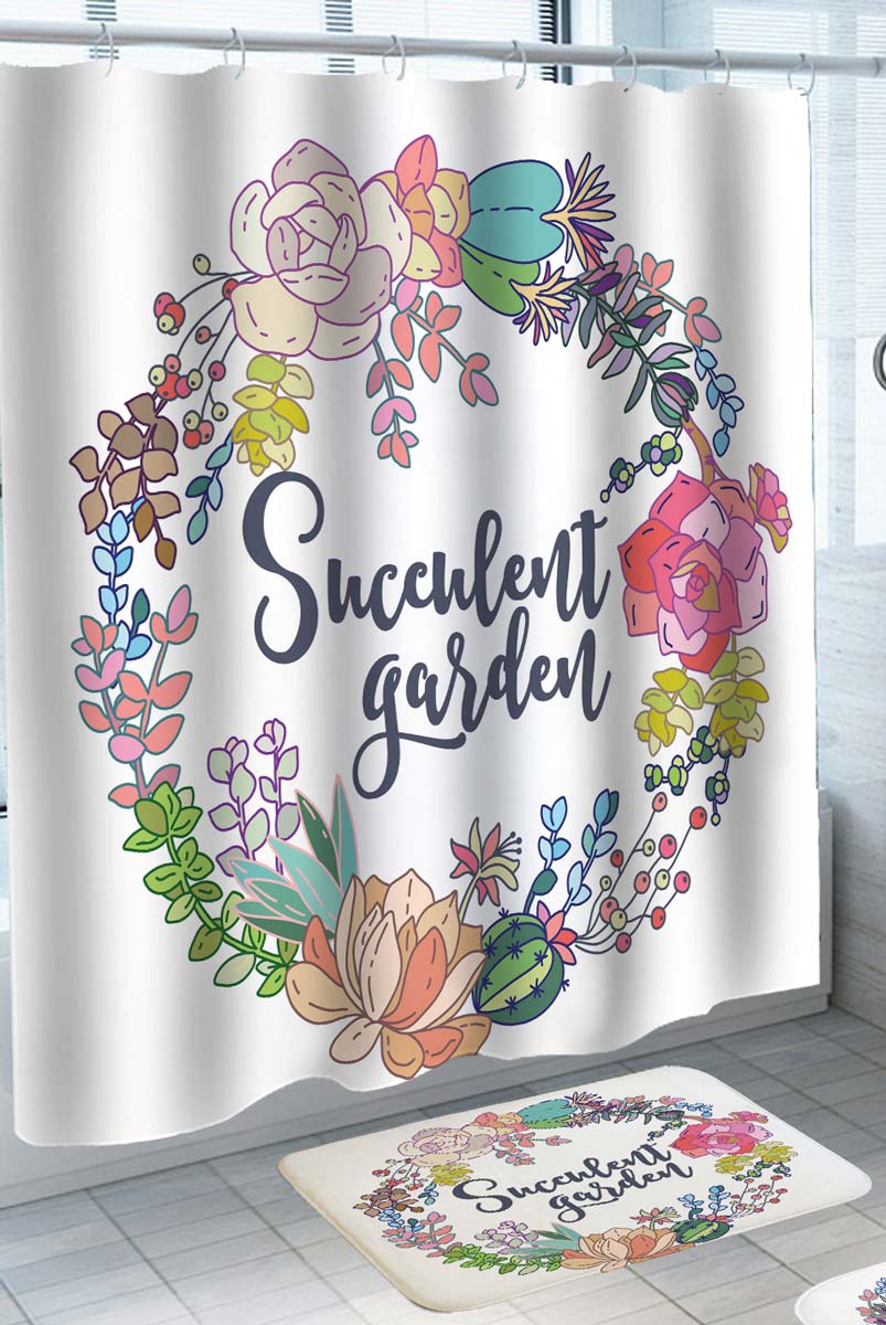 Multi Colored Succulents Shower Curtain