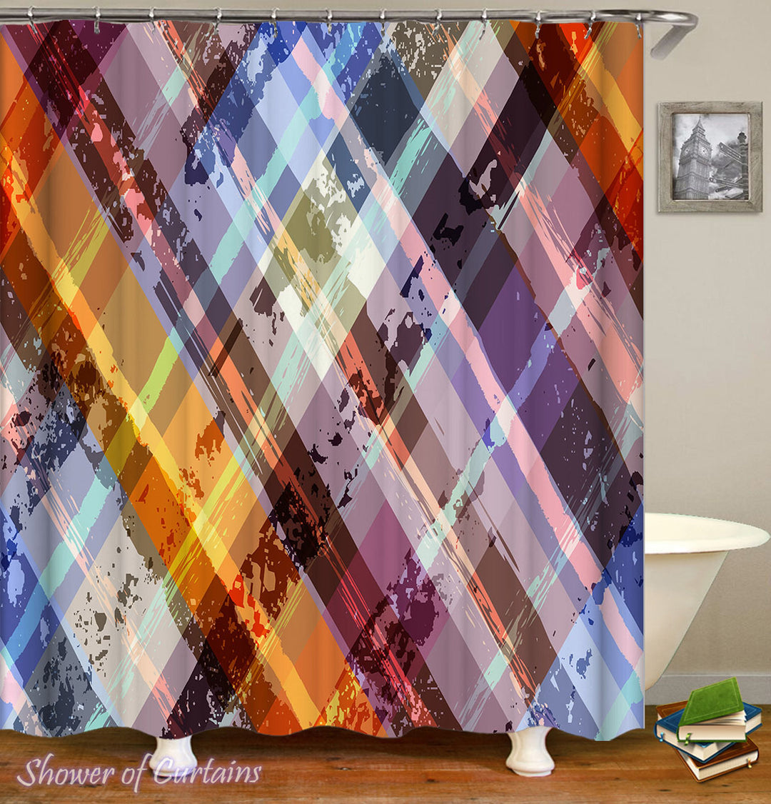 Multi Colored Checkered Shower Curtain