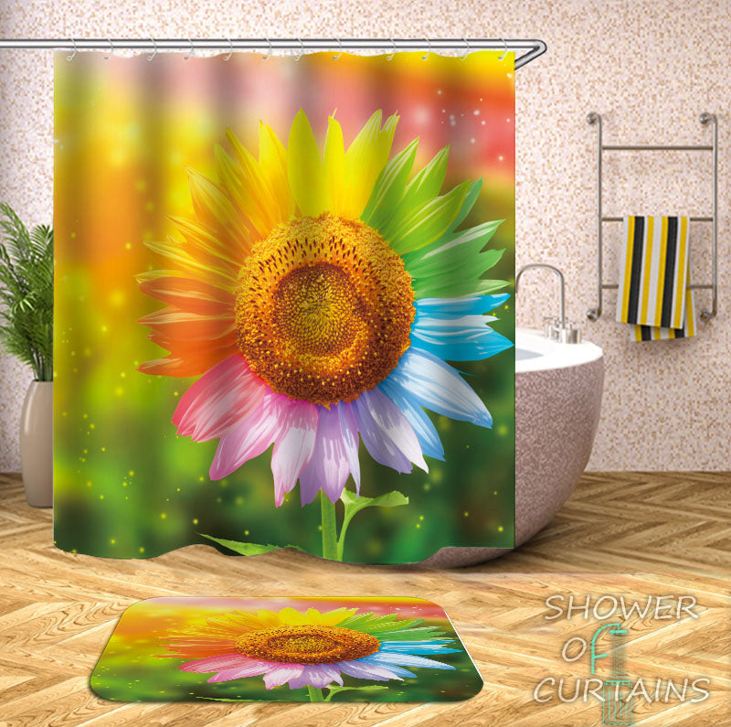 Multicolored Sunflower Shower Curtain