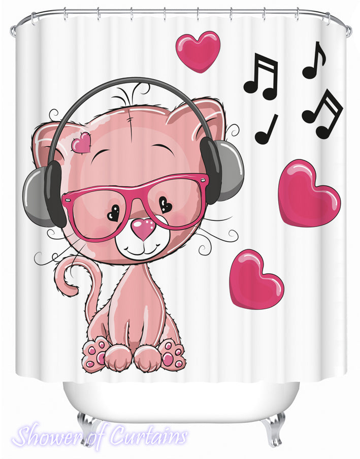 Music Loving Cat Shower Curtain