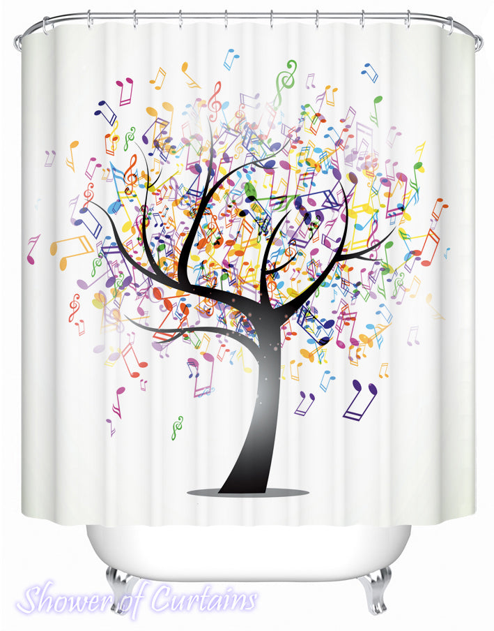 Music Notes Tree Shower Curtain