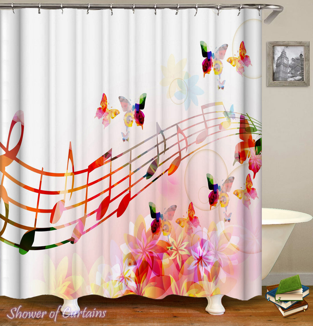 Music Shower Curtain - Colorful Musical Notes