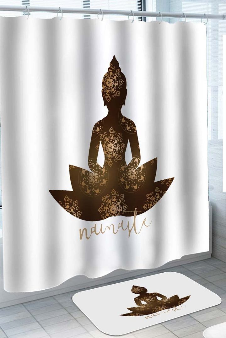 Namaste Golden Mandala Buddha Shower Curtains