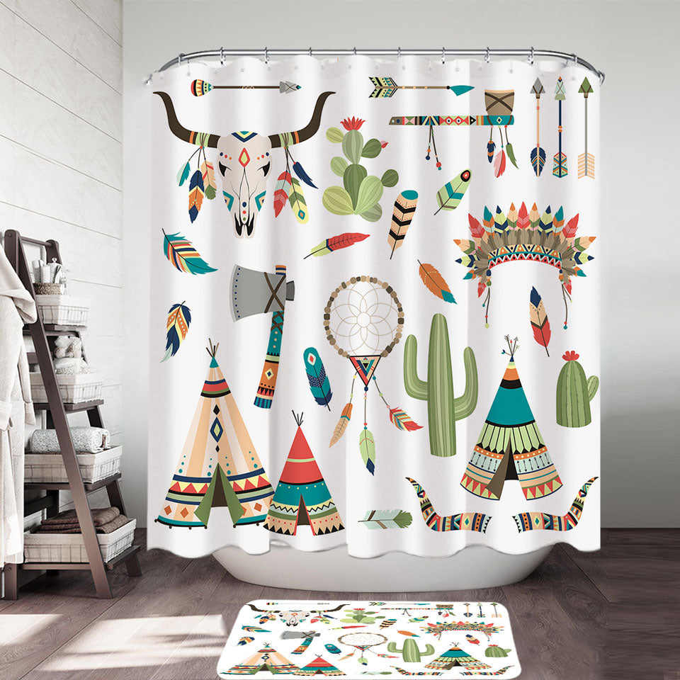 Native American Fabric Shower Curtains for Kids