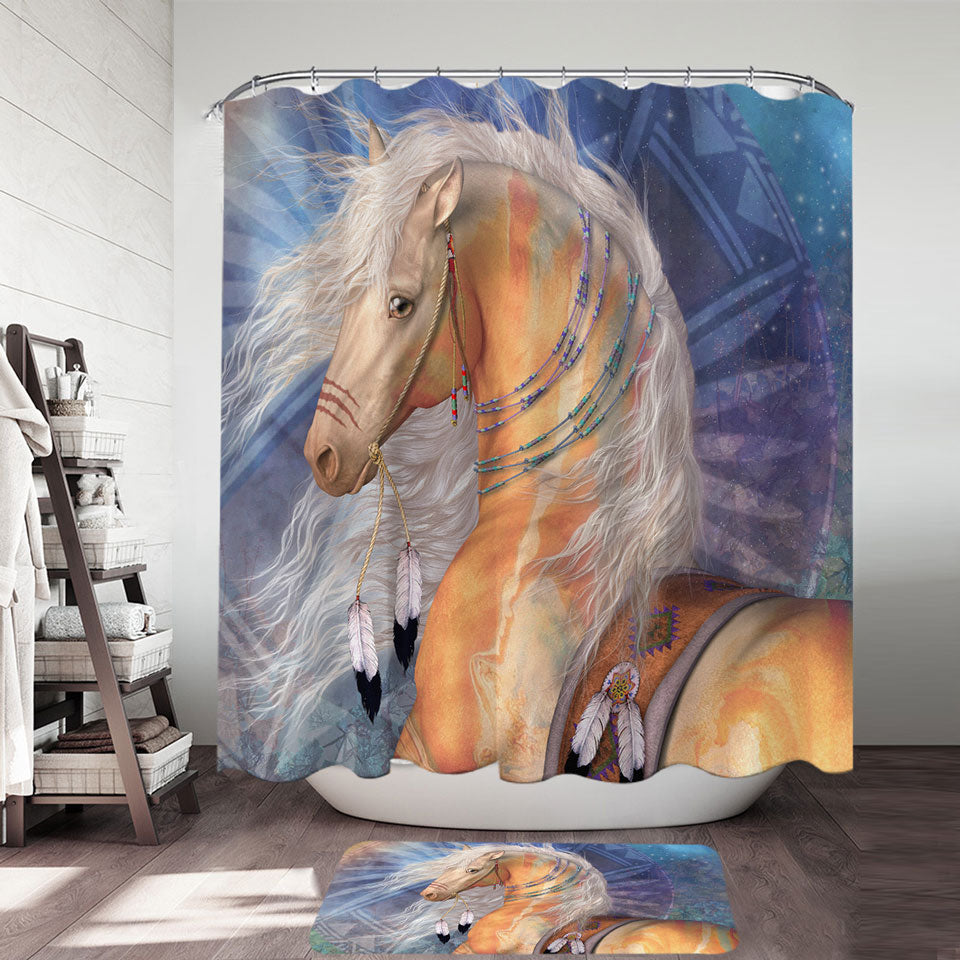 Native American Golden Horse Shower Curtain