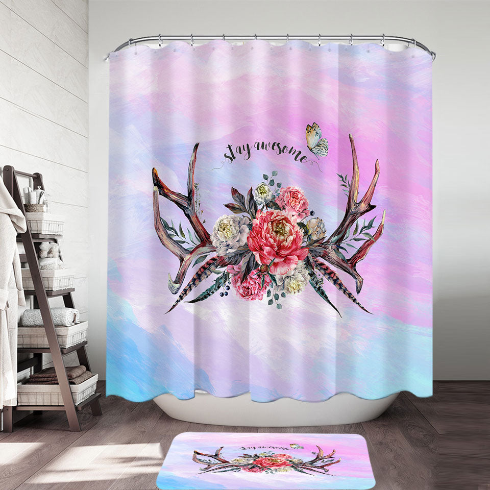 Native American Shower Curtains Bouquet over Purplish