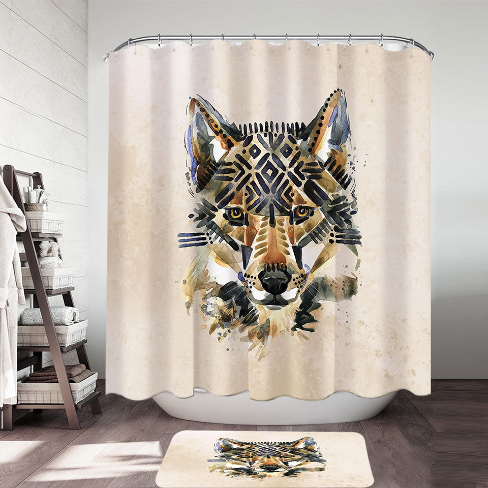 Native American Wolf Shower Curtain