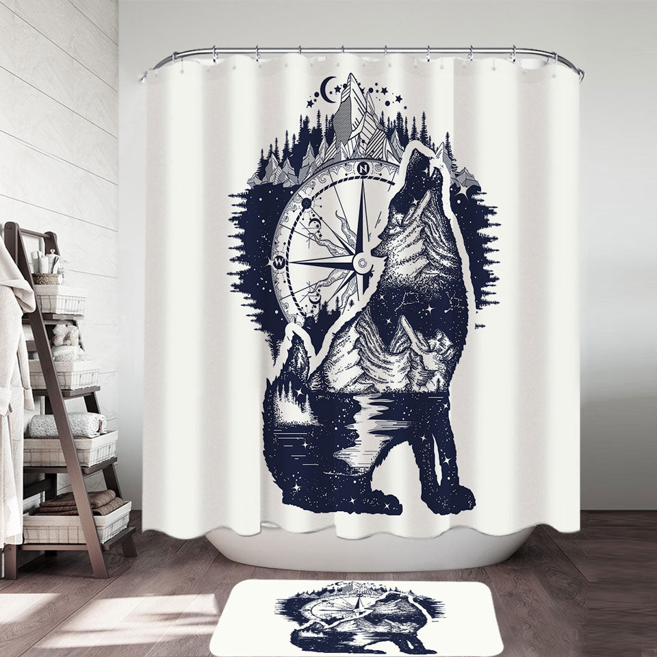 Nautical Wolf Nautical Shower Curtains