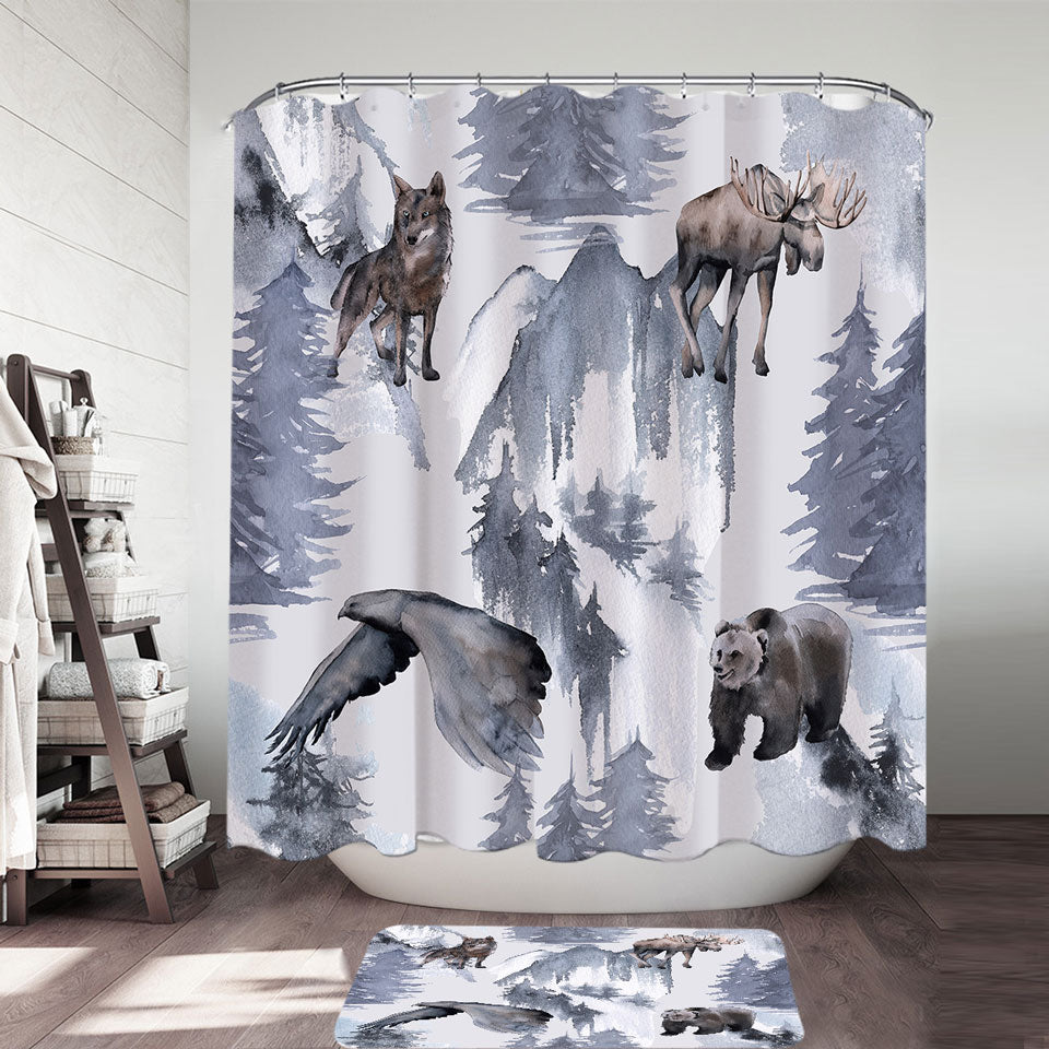 North America Wildlife Animals Shower Curtain