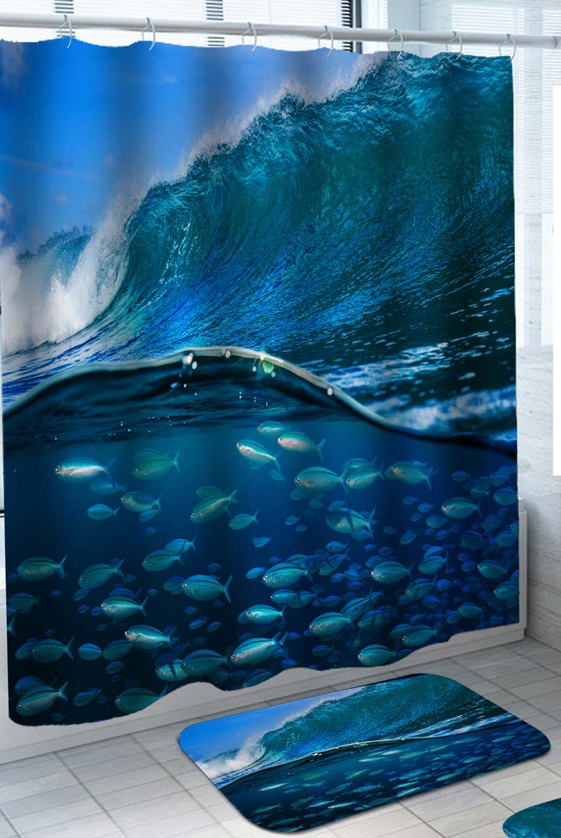 Ocean Shower Curtain Fish under the Waves